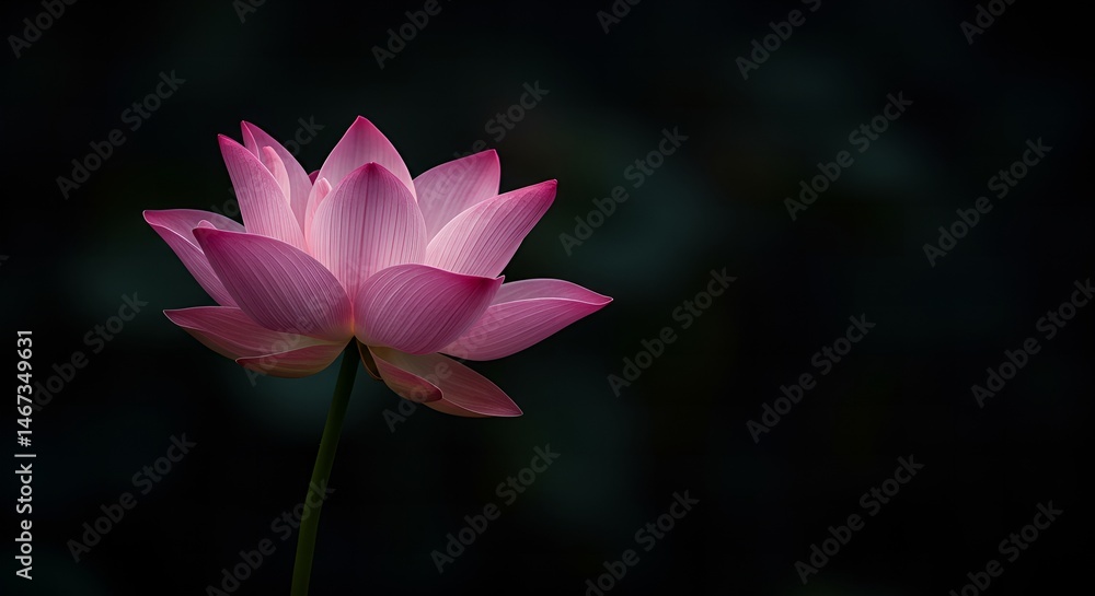Obraz premium A stunning pink lotus flower illuminated against a dark background