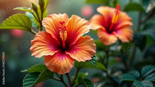 Wallpaper Mural Vibrant Hibiscus Bloom: A Gentle Close-Up of Summer's Floral Beauty Torontodigital.ca