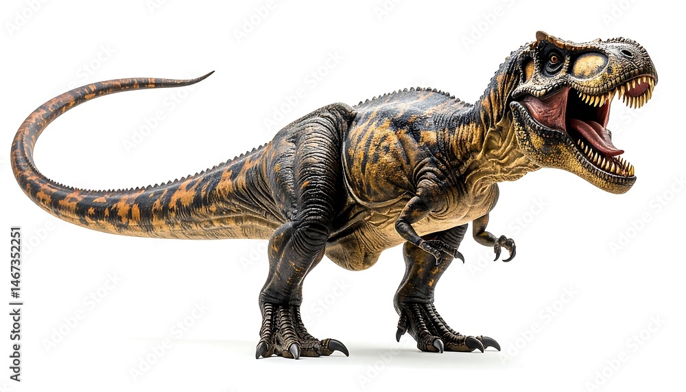 Naklejka premium Pixel Art Tyrannosaurus Rex: Brown and Black Scales on White