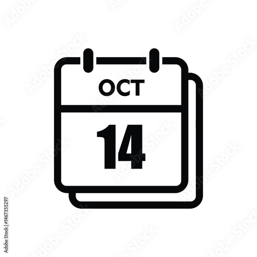 calender icon, 14 october icon with white background