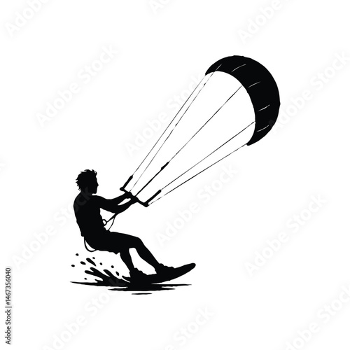 silhouette of kitesurfing 