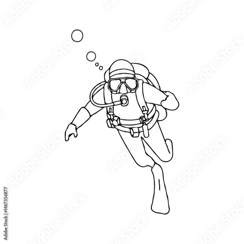 vector illustration of scuba diving