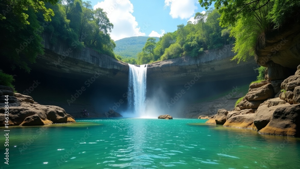 Fototapeta premium Waterfall in Ocho Rios' Pristine Nature Reserve
