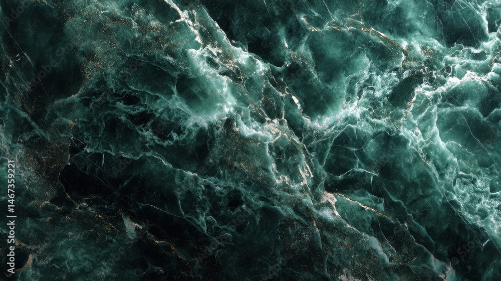Naklejka premium Rich dark green marble with mesmerizing emerald veins and organic patterns showcasing an exquisite surface texture and intricate details reminiscent of natural artistry