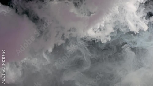 Rising Wall of Endless Smoke Steam Loop on Black Background