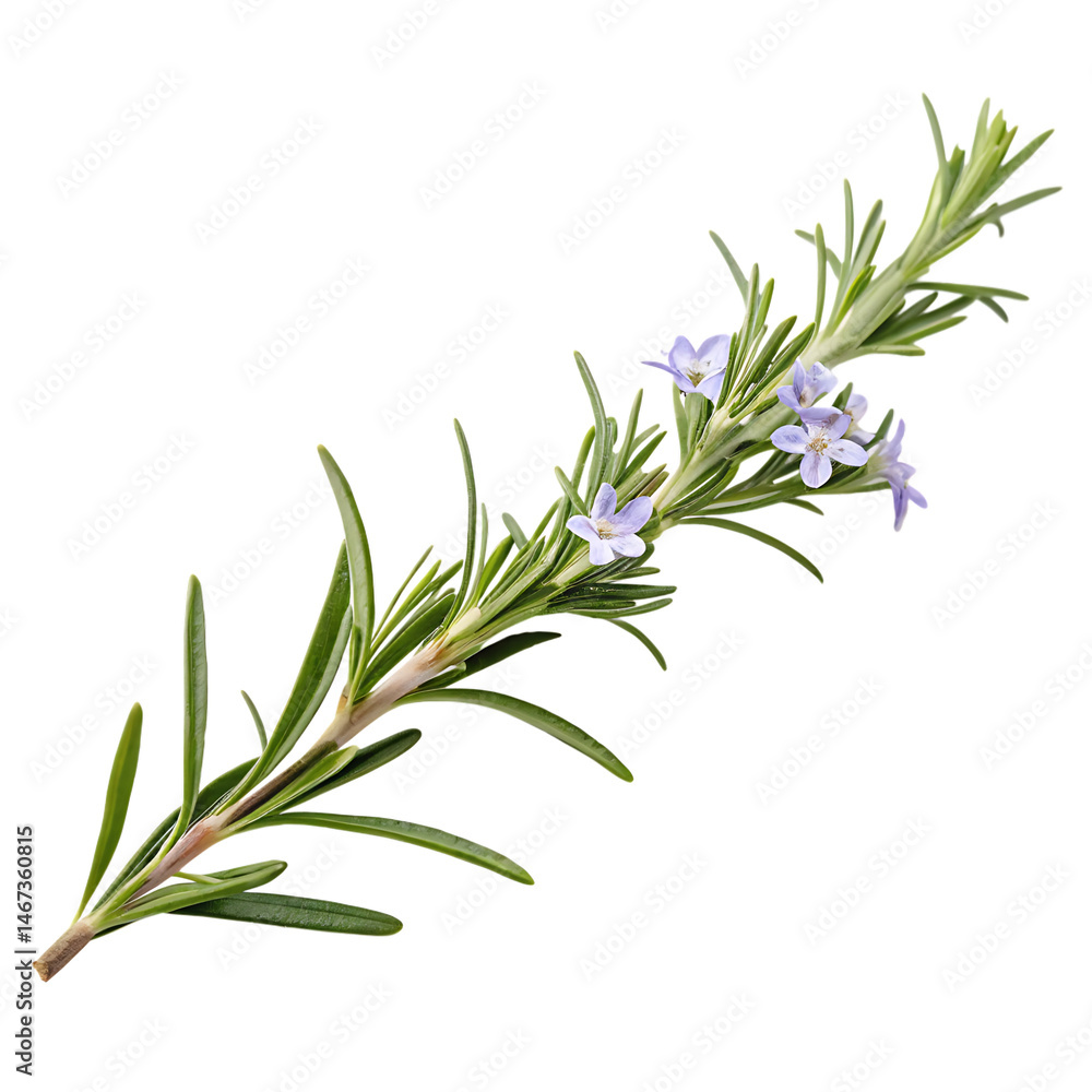 Fototapeta premium A whole single rosemary sprig isolated on a transparent background