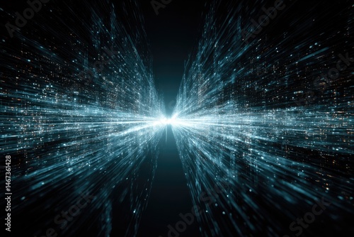 Abstract digital data stream, light trails