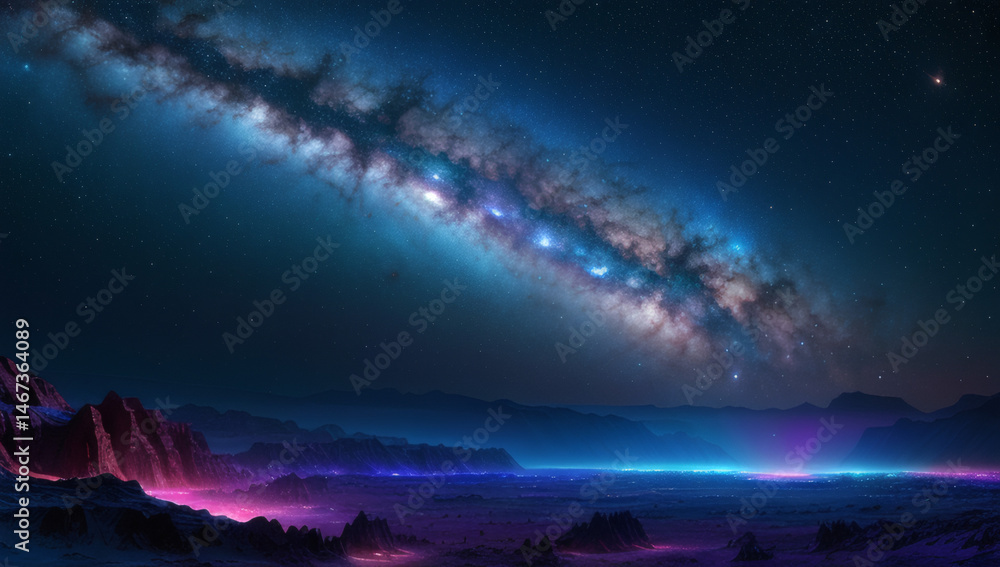 Naklejka premium space scene with stars and clouds