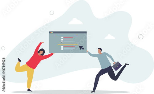Online ADHD test to examine attention deficit syndrome.Digital hyperactivity disease diagnostics in web browser with fast answer for psychological problem. character life .