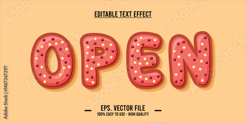 typography OPEN word art illustration, editable text effect, EPS file.