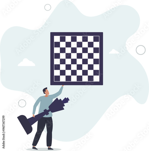People hobbies and favorite activities.man holding a chess king in his hand, concept of board games and logic. character life .