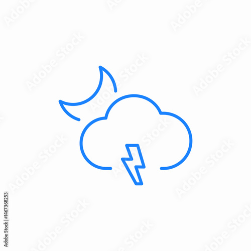 cloudy night lightning icon sign vector