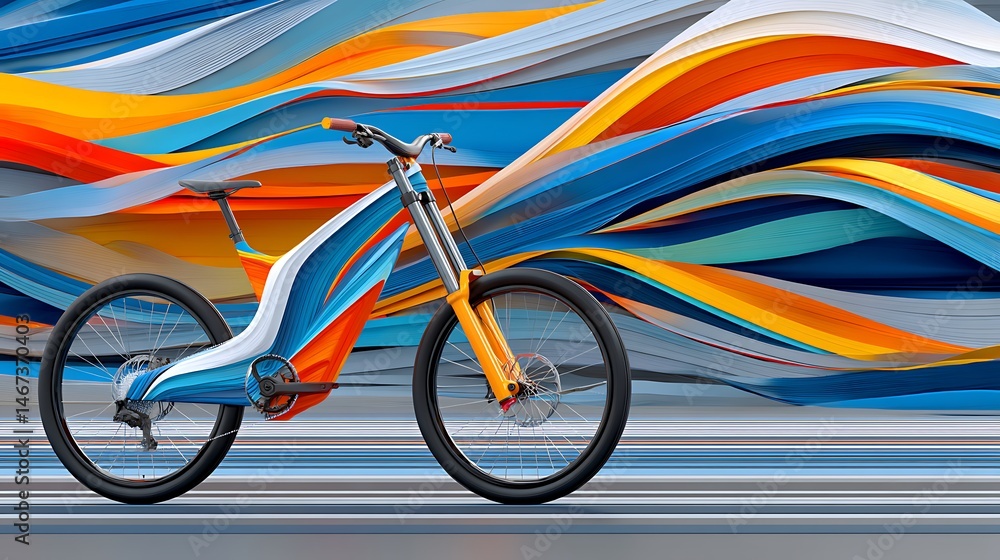 Fototapeta premium Modern Electric Bicycle Design Abstract Colorful Background Sport Bike