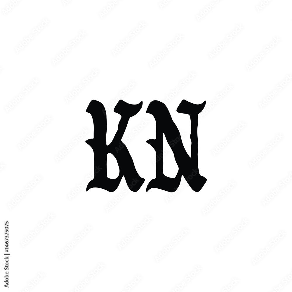 Obraz premium KN monogram logo design letter text name symbol monochrome logotype alphabet character simple logo