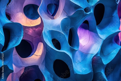 Abstract organic shapes with vibrant colors and glowing highlights