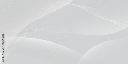 elegant abstract design featuring smooth, flowing white and light gray waves. Luxurious satin wave background with a smooth elegant drape Horizontal gray background for business banner, or backdrop.