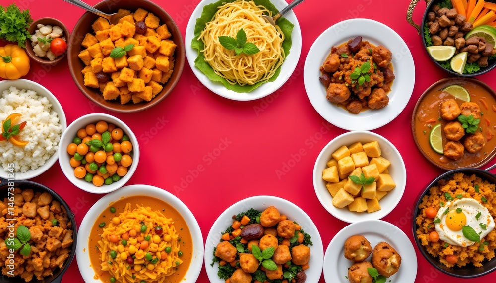 A table full of bowls of food presenting various delicious meals from different culinary traditions A table full of bowls of food presenting various delicious meals from different culinary traditions