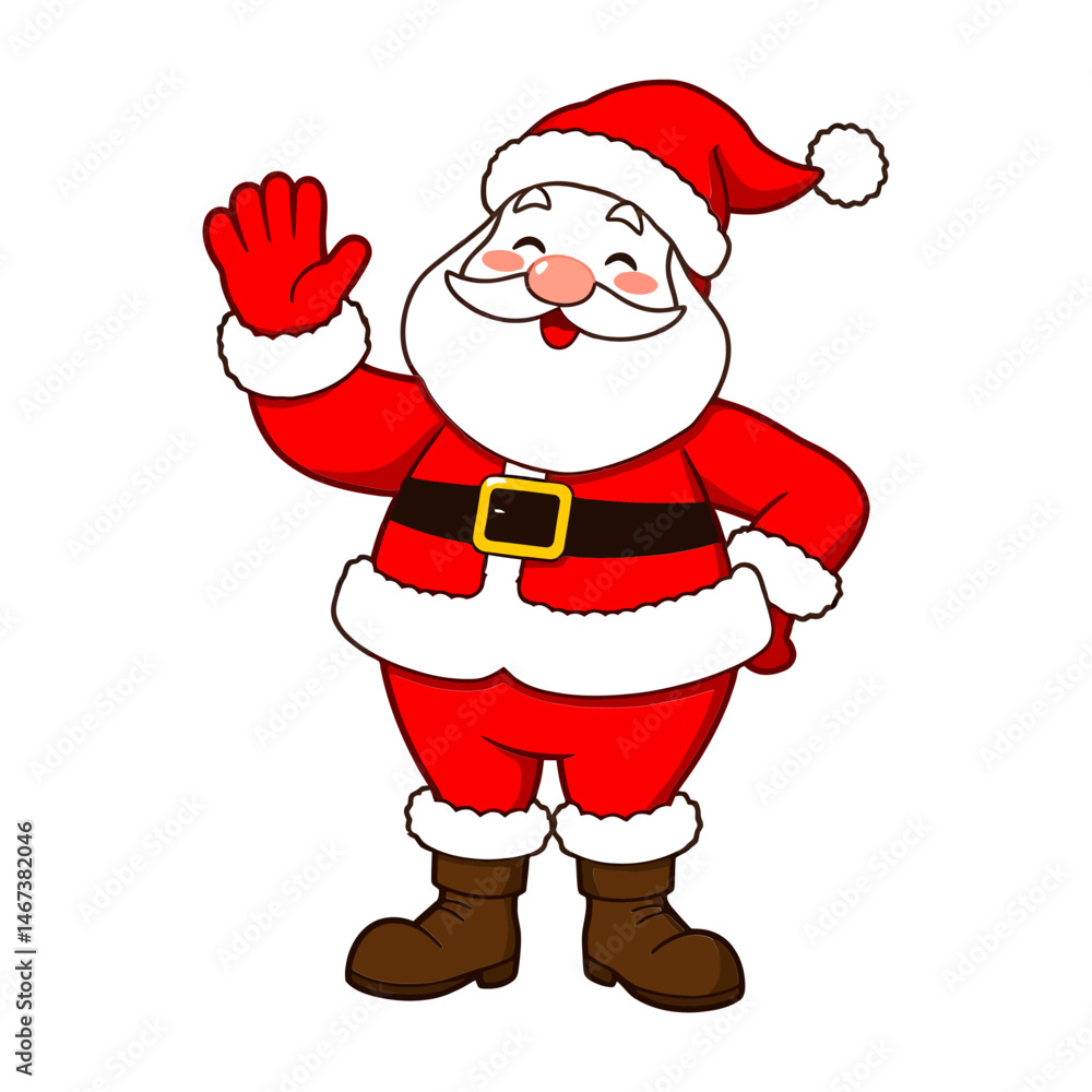 Cheerful Cartoon Santa Claus Waving Hello Cheerful Cartoon Santa Claus Waving Hello