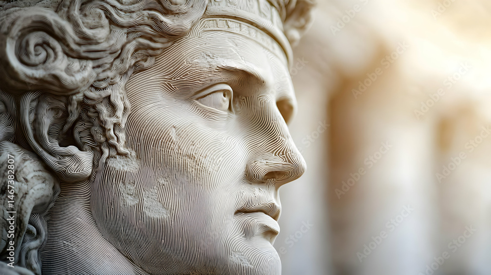 Closeup Profile View Of Ancient Stone Statue Closeup Profile View Of Ancient Stone Statue