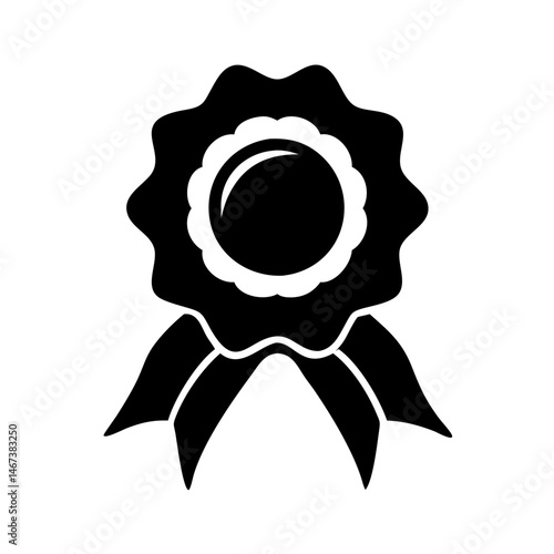 Black and white rosette style award medal for exceptional achievement and distinction