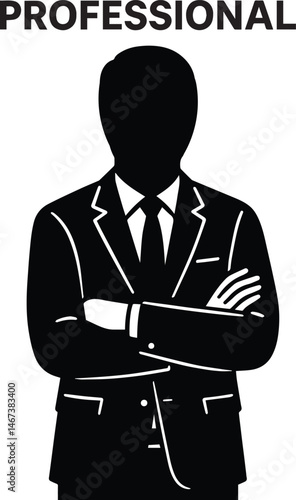 professional Office worker in Suit with Arms Crossed