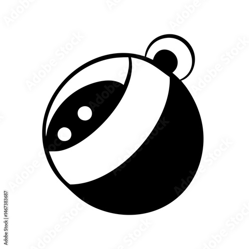Modern abstract black and white spherical design with circular attachment at top