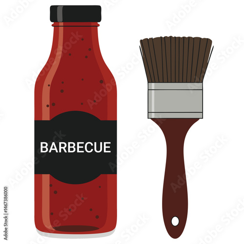 Barbecue Sauce Bottle with Brush for Grilling and Cooking in a Summer Cookout Setting