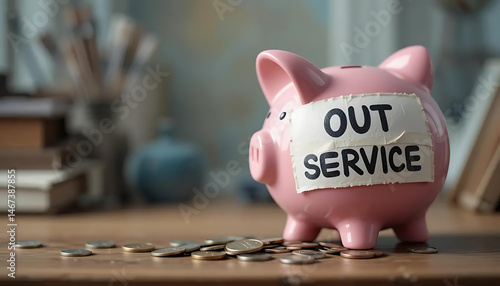 Fototapeta Naklejka Na Ścianę i Meble -  This pink piggy bank has an 