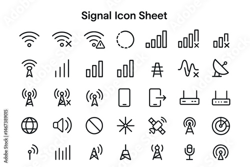 Digital Communication: A set of clean, vector-based icons representing digital communication, suitable for technology, business, and design projects.
