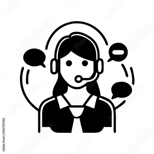 Customer service representative providing technical support, wearing headset and tie