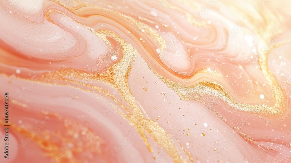 Fototapeta premium Elegant peach-toned marble with gold accents creates a soft feminine backdrop perfect for cosmetic branding and artistic expression in vibrant visual presentations