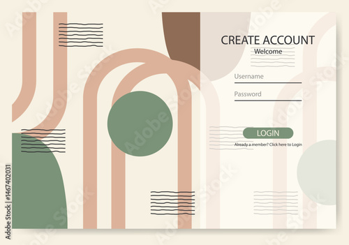 Flat design landing page. Login form user interface vector template. Landing page template