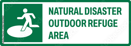 emergency and first aid safety signs v2 uppercase text_natural disaster outdoor refuge area_landscape size 1/2 a4,a3,a2,a1	 
