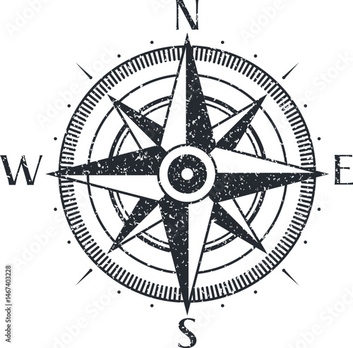 Wind rose grunge vector icon template