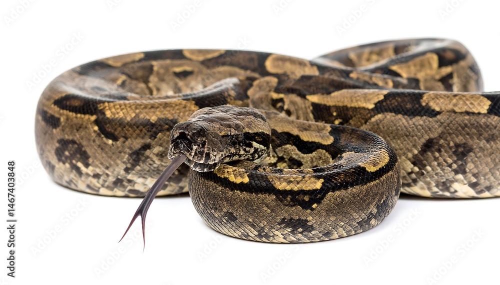 Fototapeta premium Close-Up of a Coiled Boa Constrictor on White Background