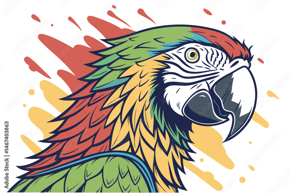 Obraz premium Parrot head designs on clean background. Macaw. Birds. Wildlife Animals.