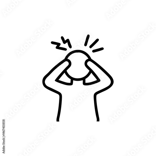 Headache Illustration of Person Suffering Medical Problem with Stress