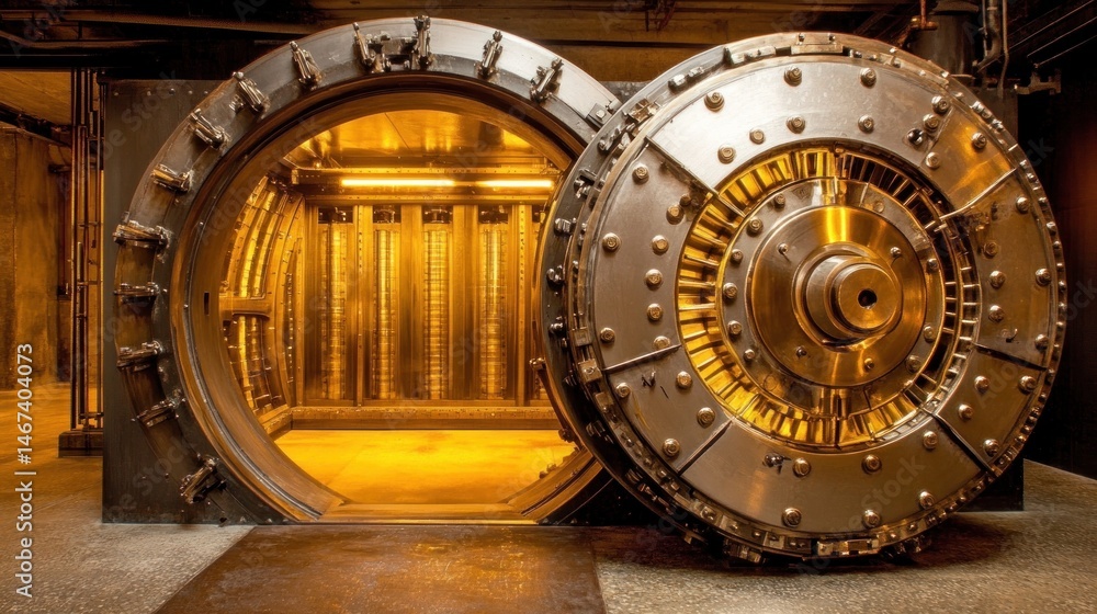 Fototapeta premium Massive vault door with intricate details