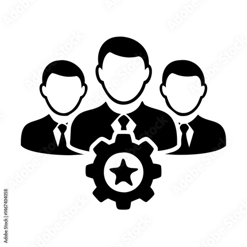 Teamwork and efficiency shown with the collaborative management and leadership icon