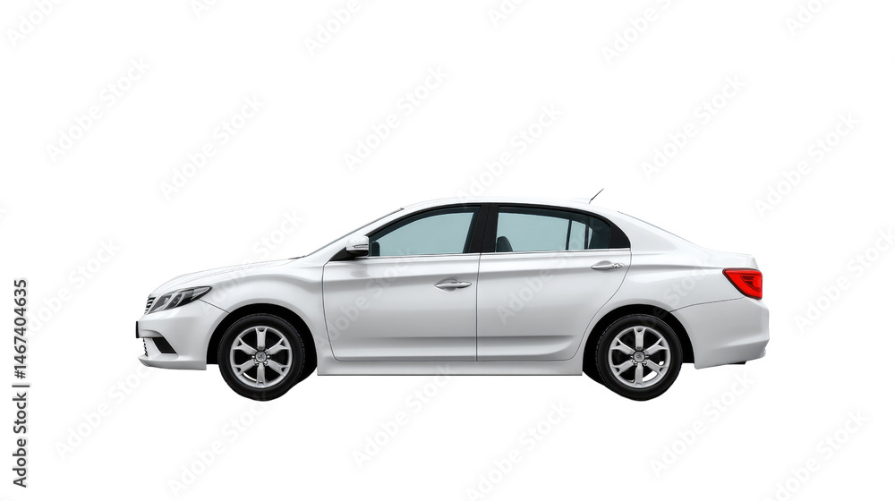 White Sedan Profile: Sleek design, elegant lines, modern transportation. White Sedan Profile: Sleek design, elegant lines, modern transportation.