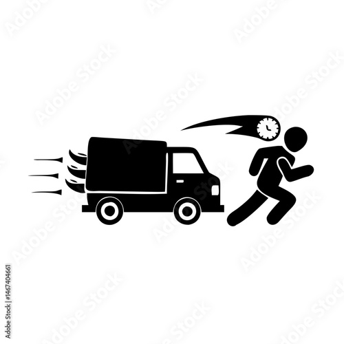 Very fast and express delivery truck, with running customer, timely order