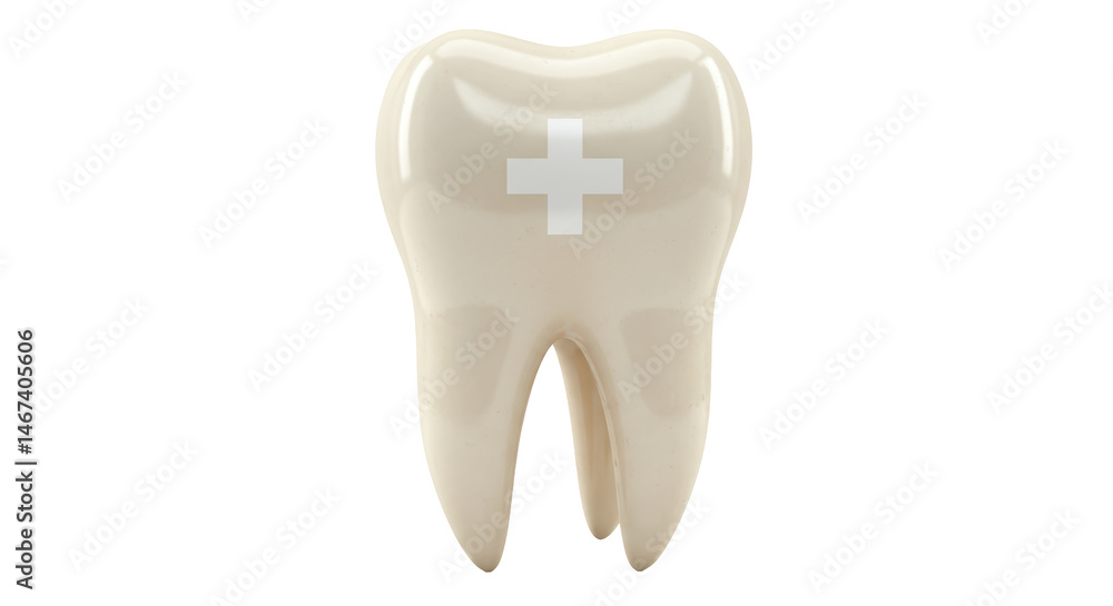 Isolated Anatomical Tooth with White Cross Symbol for Dental Care Isolated Anatomical Tooth with White Cross Symbol for Dental Care