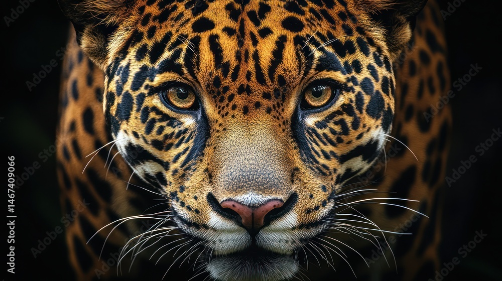 Close-up of a jaguar's intense gaze Close-up of a jaguar's intense gaze