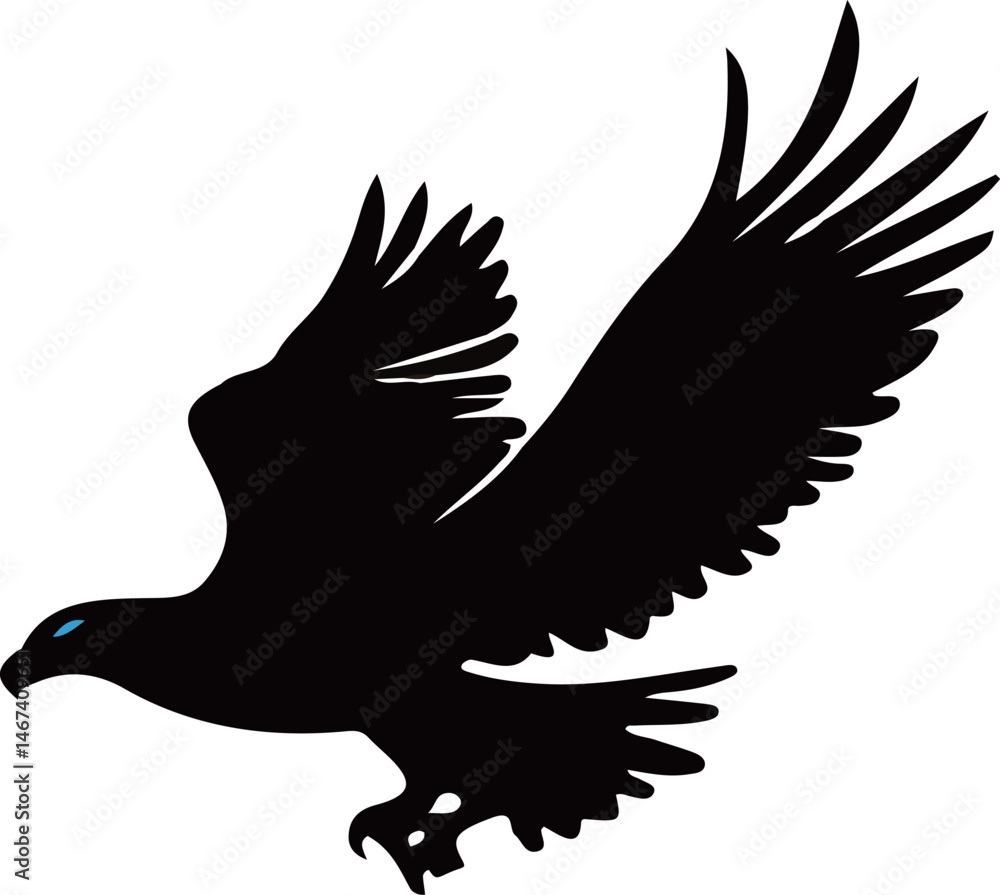 Obraz premium Monochrome Flying Eagle Illustration