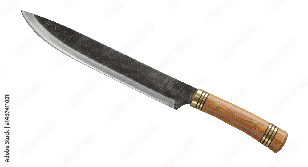 Isolated Kitchen Knife with Wooden Handle Sharp Blade Isolated Kitchen Knife with Wooden Handle Sharp Blade
