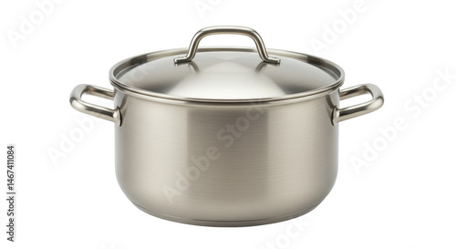 Isolated Stainless Steel Cooking Pot with Lid