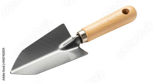 Isolated Small Garden Trowel with Wooden Handle