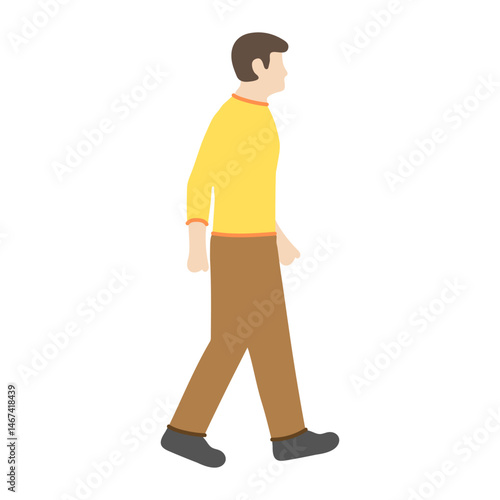 Man Walking in Casual Clothes