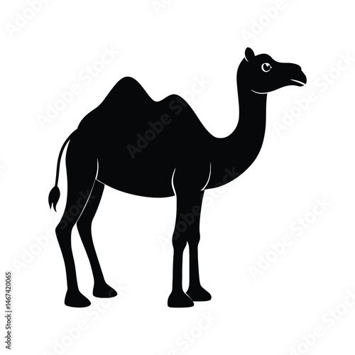 Camel silhouette vector illustration. Desert animal in profile view, Arabian wildlife symbol, travel icon, isolated graphic art