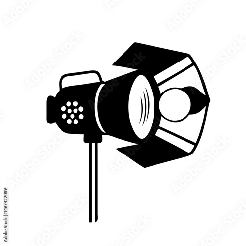 Studio light illustration showcasing professional lighting equipment on white background